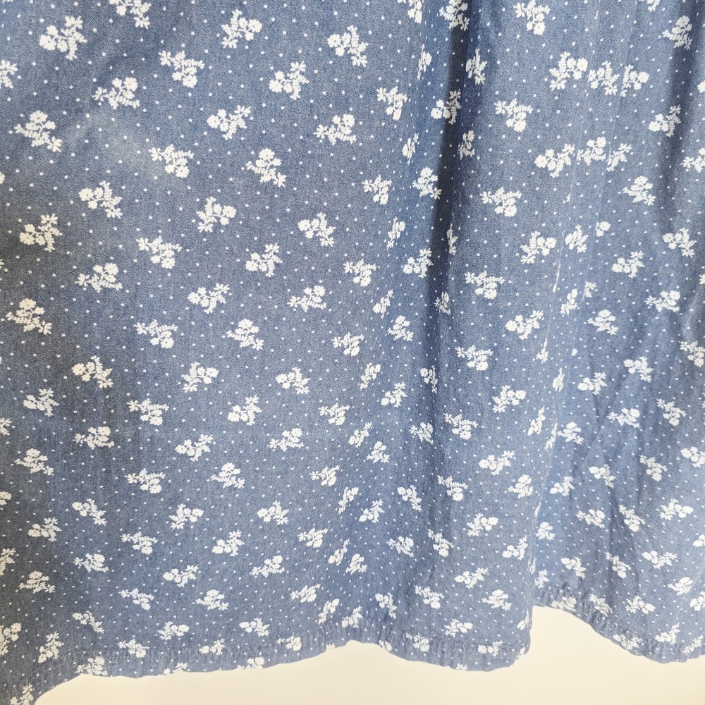 Vtg MAINSTREET BLUES Florals Denim Blue Jean Button Dress Pockets Women 16W.E39 - Picture 11 of 11